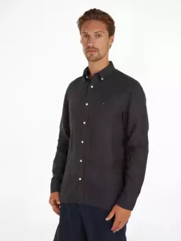 Льняная рубашка Tommy Hilfiger "PIGMENT DYED LI SOLID RF SHIRT", черный