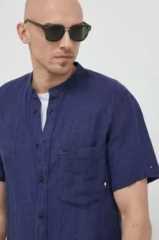 Льняная рубашка Tommy Hilfiger, темно-синий