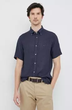 Льняная рубашка Tommy Hilfiger, темно-синий