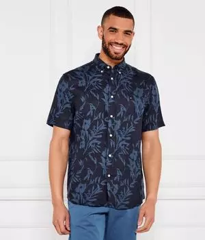 Льняная рубашка тропическая Regular fit Tommy Hilfiger, синий