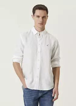 Льняная рубашка удобного кроя Beymen Club, белый