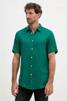 Льняная рубашка United Colors Of Benetton, оранжевый