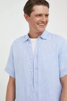 Льняная рубашка United Colors of Benetton, синий