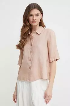 Льняная рубашка United Colors of Benetton, розовый