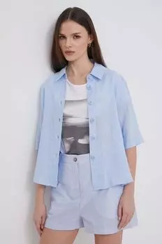 Льняная рубашка United Colors of Benetton, синий