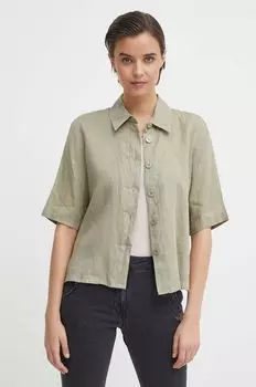 Льняная рубашка United Colors of Benetton, зеленый