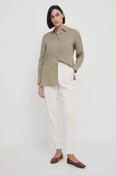 Льняная рубашка United Colors of Benetton, зеленый