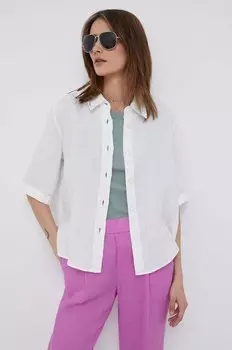 Льняная рубашка United Colors of Benetton, белый