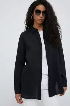 Льняная рубашка United Colors of Benetton, черный