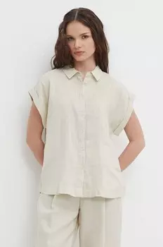 Льняная рубашка United Colors of Benetton, бежевый