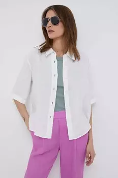 Льняная рубашка United Colors of Benetton, белый
