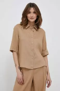 Льняная рубашка United Colors of Benetton, бежевый