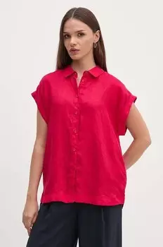 Льняная рубашка United Colors of Benetton, розовый