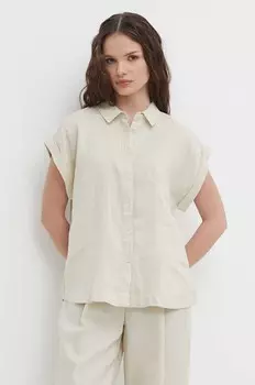 Льняная рубашка United Colors of Benetton, бежевый