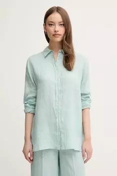 Льняная рубашка United Colors Of Benetton, бирюзовый