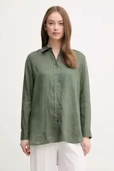 Льняная рубашка United Colors Of Benetton, зеленый