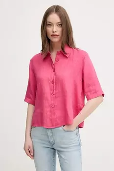 Льняная рубашка United Colors Of Benetton, розовый
