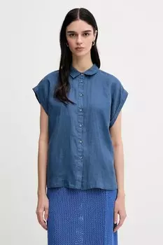 Льняная рубашка United Colors Of Benetton, синий