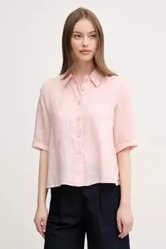 Льняная рубашка United Colors Of Benetton, розовый