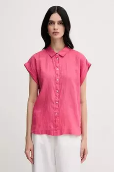 Льняная рубашка United Colors Of Benetton, розовый
