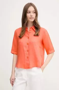 Льняная рубашка United Colors Of Benetton, оранжевый