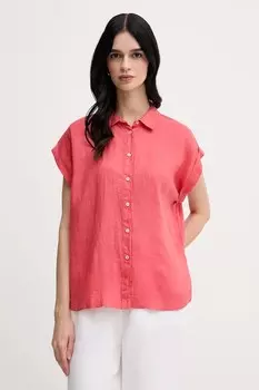 Льняная рубашка United Colors Of Benetton, розовый