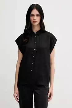 Льняная рубашка United Colors Of Benetton, черный