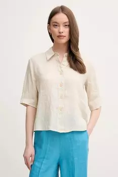 Льняная рубашка United Colors Of Benetton, бежевый