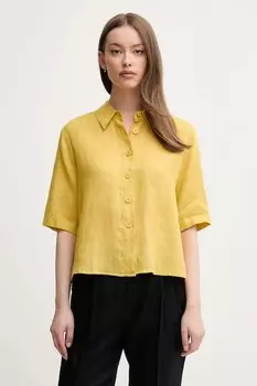 Льняная рубашка United Colors Of Benetton, желтый