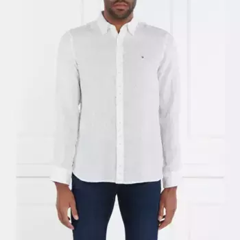 Льняная рубашка узкого кроя Fil coupe SF Tommy Hilfiger, белый