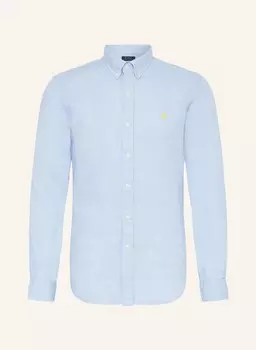 Льняная рубашка узкого кроя POLO RALPH LAUREN, светло-голубой