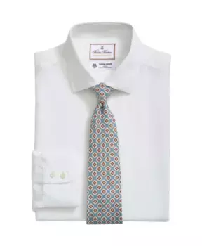 Льняная рубашка узкого кроя S от Thomas Mason с английским раздвинутым воротником Brooks Brothers, белый