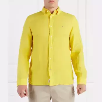 Льняная рубашка узкого кроя Tommy Hilfiger, желтый