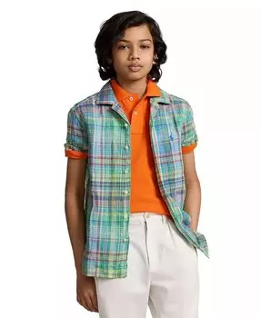 Льняная рубашка в клетку для мальчиков Big Boys Polo Ralph Lauren, мультиколор