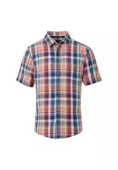 Льняная рубашка в клетку свободного покроя Casamoda, оранжевый