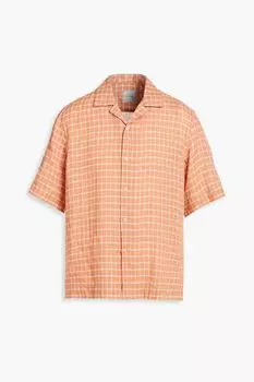 Льняная рубашка в мелкую клетку PAUL SMITH, оранжевый