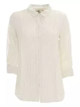 Льняная рубашка в полоску Barbour, белый