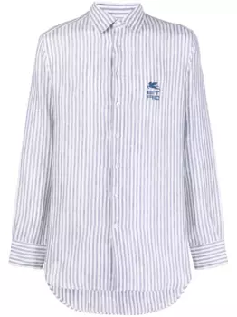 Льняная рубашка в полоску ETRO, синий