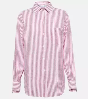 Льняная рубашка в полоску Neo Andr LORO PIANA, разноцветный