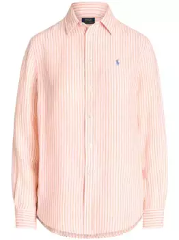Льняная рубашка в полоску POLO RALPH LAUREN, розовый