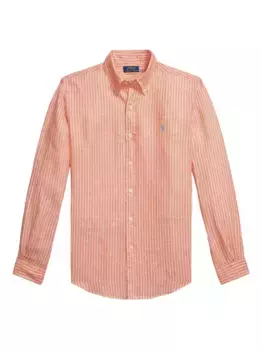 Льняная рубашка в полоску POLO RALPH LAUREN, оранжевый