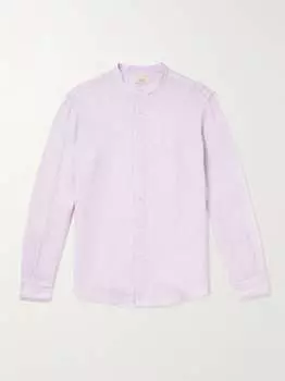 Льняная рубашка в полоску с воротником-стойкой Clark ALTEA, сирень