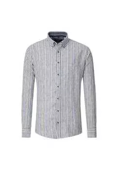 Льняная рубашка в полоску свободного покроя Casamoda, зеленый