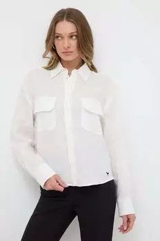 Льняная рубашка Weekend Max Mara, бежевый