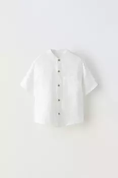 Льняная рубашка ZARA, экрю