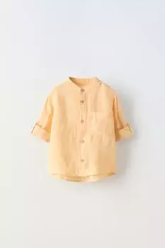 Льняная рубашка ZARA, персик