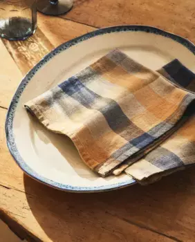 Льняная салфетка в клетку (2 шт.) Zara Home, синий