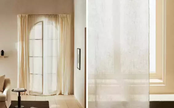 Льняная штора 140 х 300 см. Zara Home, светло-бежевый