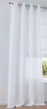 Льняная штора Kutti Metis 100% льняная непрозрачная штора с люверсами, белая Ш 140 x В 225 см (1 шт.), белый