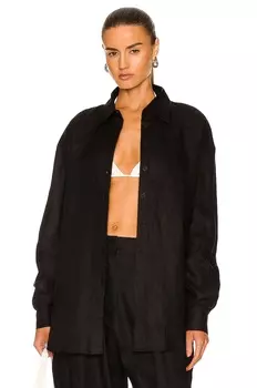 Льняная тканая рубашка AEXAE, черный